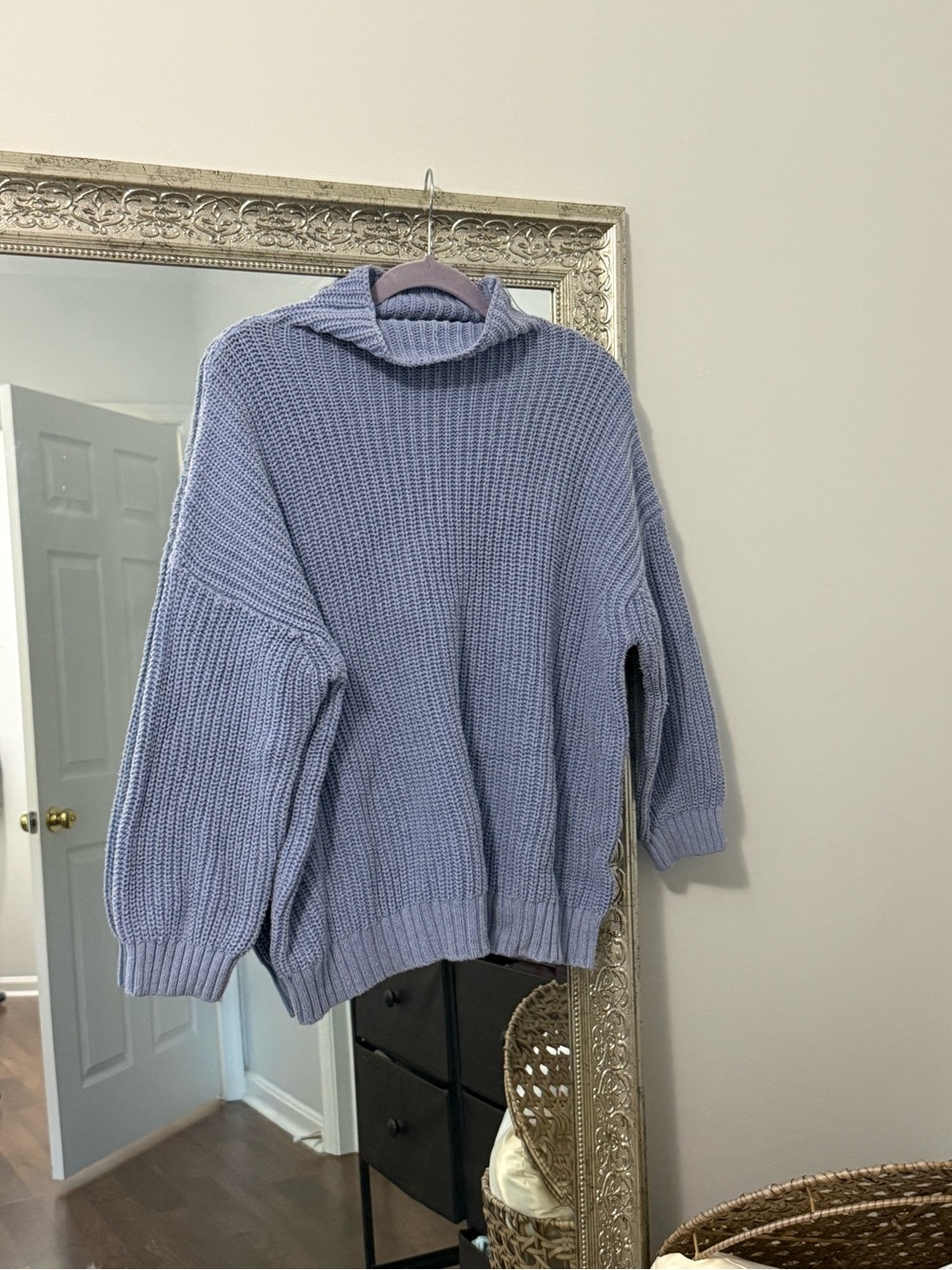 American Eagle Outfitters Lavender Chunky Knit Turtleneck Sweater